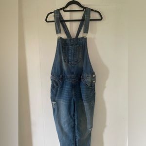 Distressed Denim Overalls